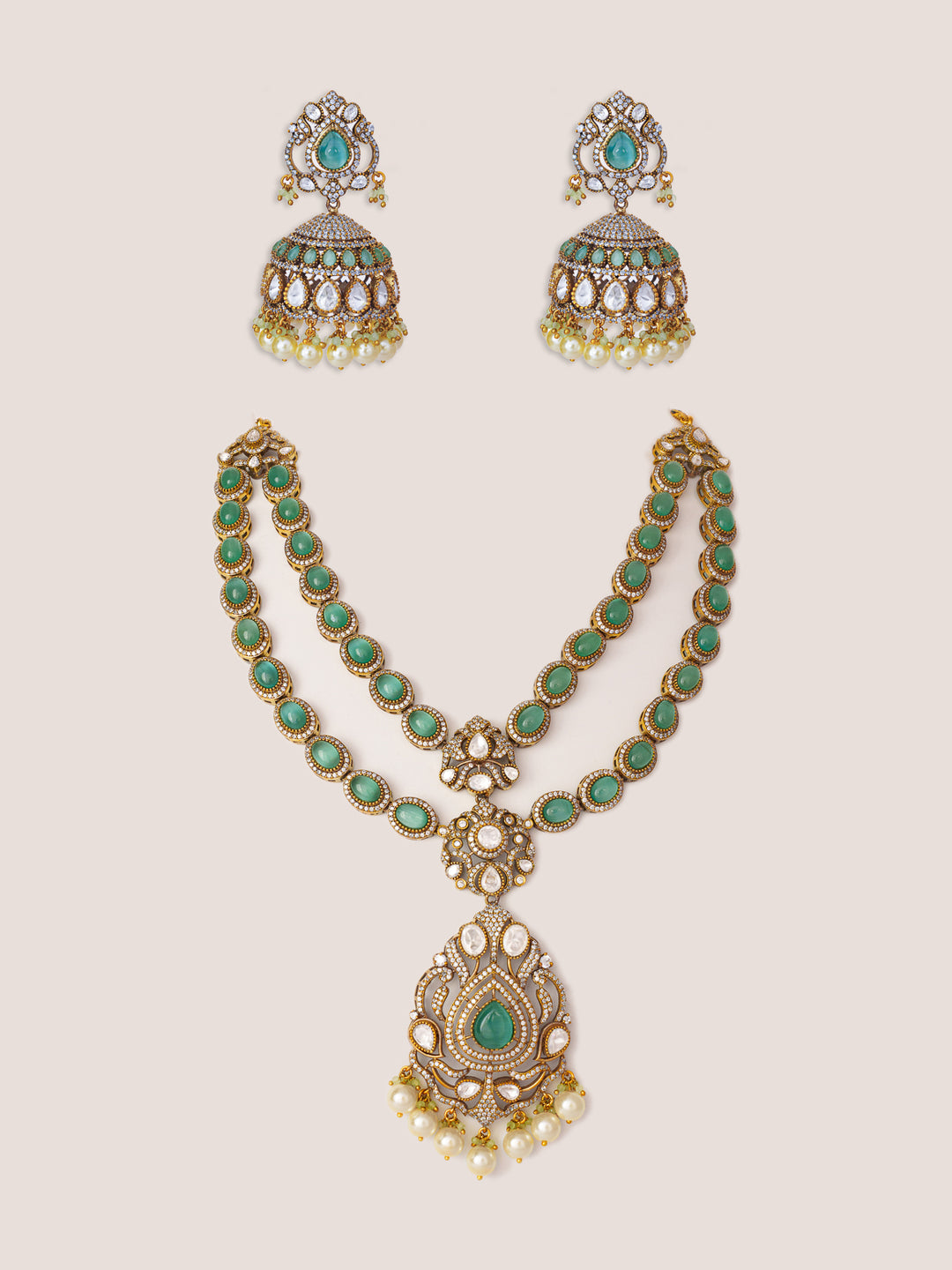 Riza Green Polki Long Set