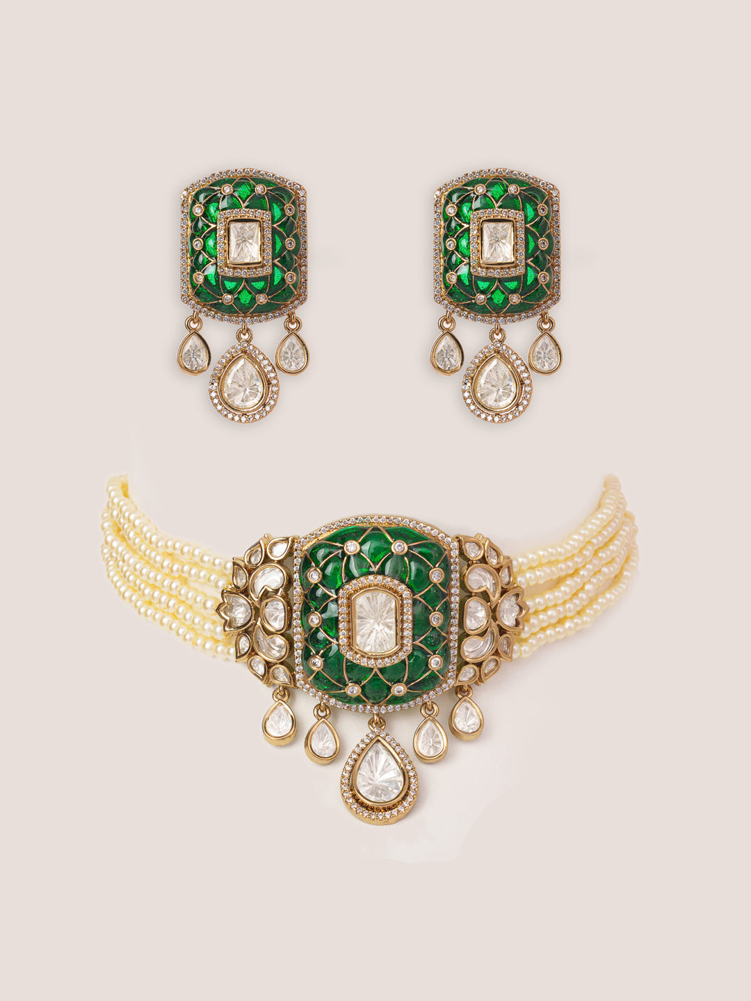 Kayra Green Polki Choker