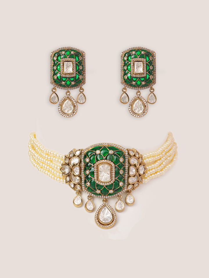 Kayra Green Polki Choker