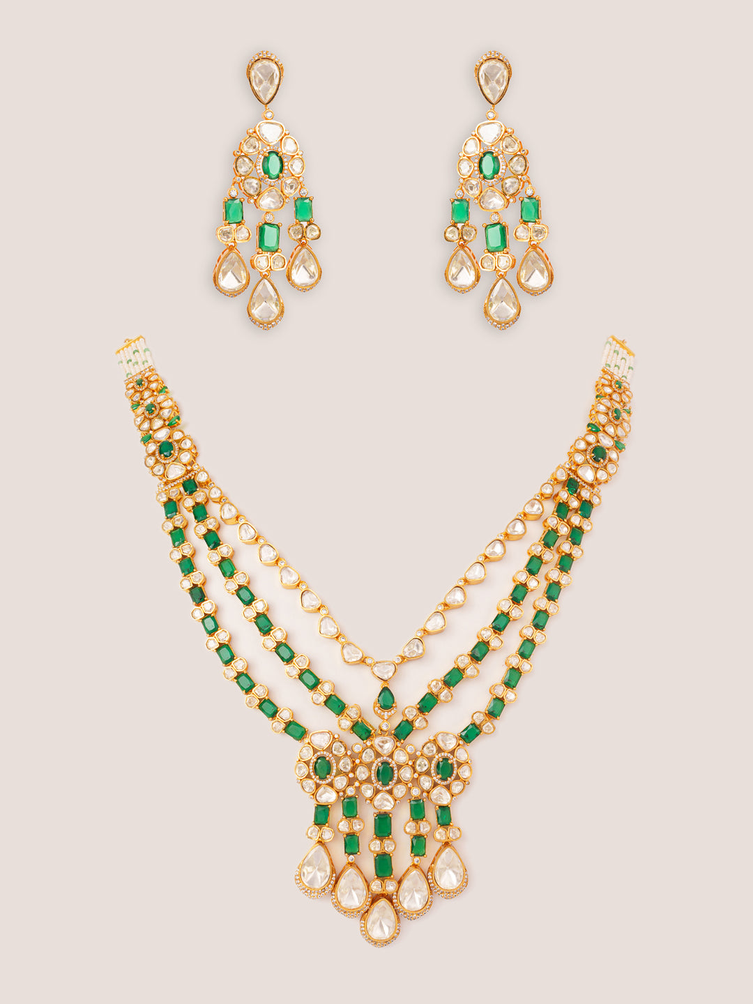 Zaheen Green Moissanite Long Set
