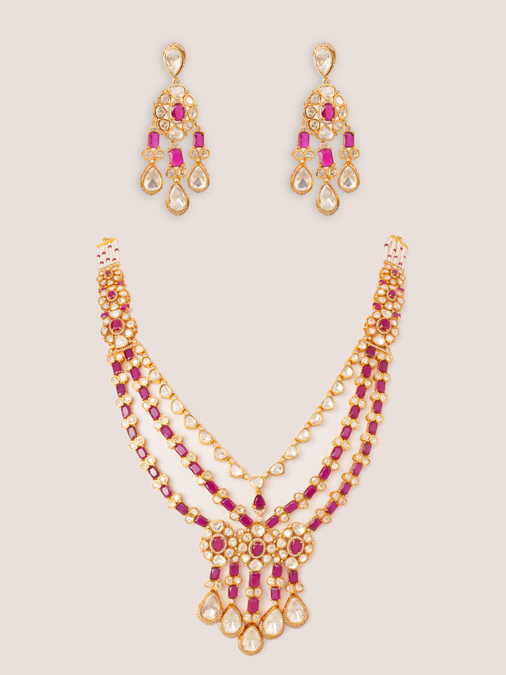 Zaheen Red Moissanite Long Set