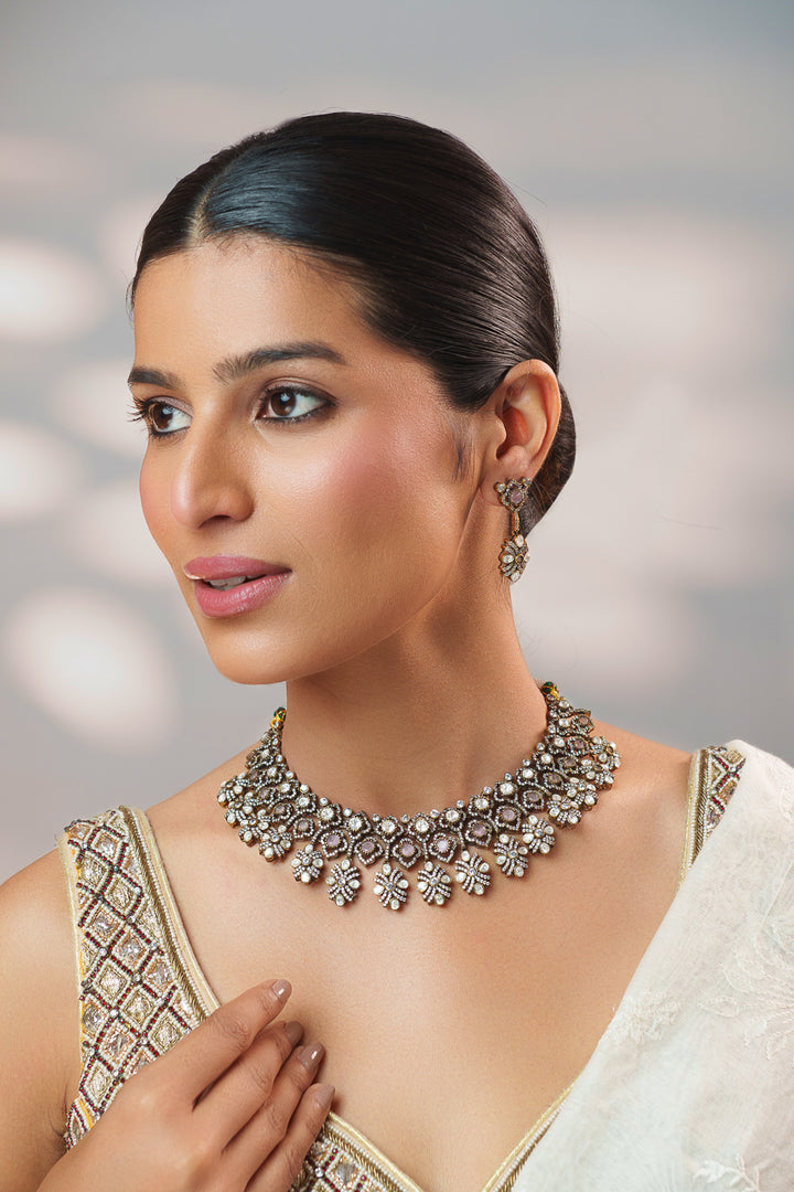 Hridyansh Pink Polki Necklace Set