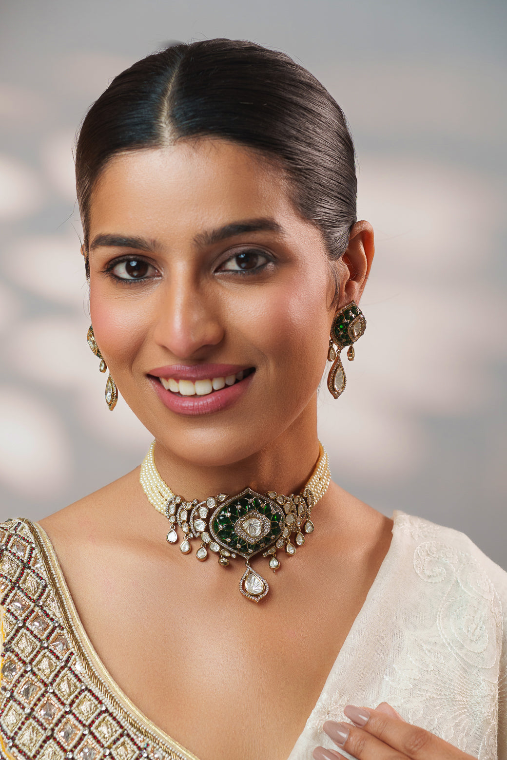 Malini Green Polki Choker