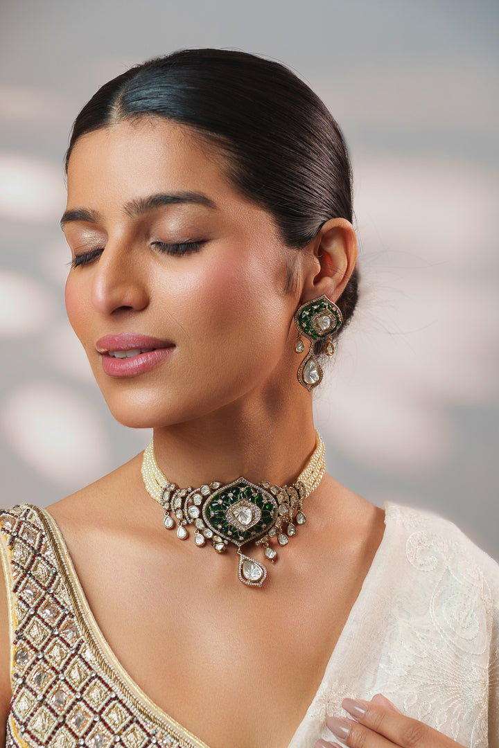 Malini Green Polki Choker