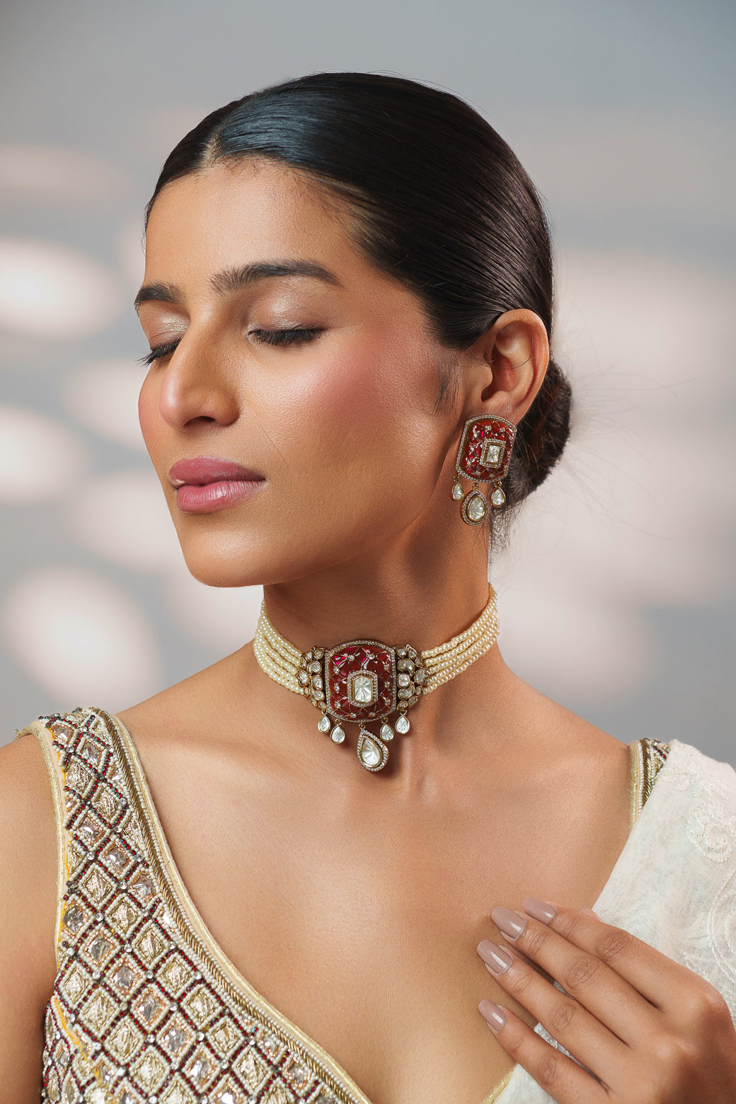 Kayra Pink Polki Choker