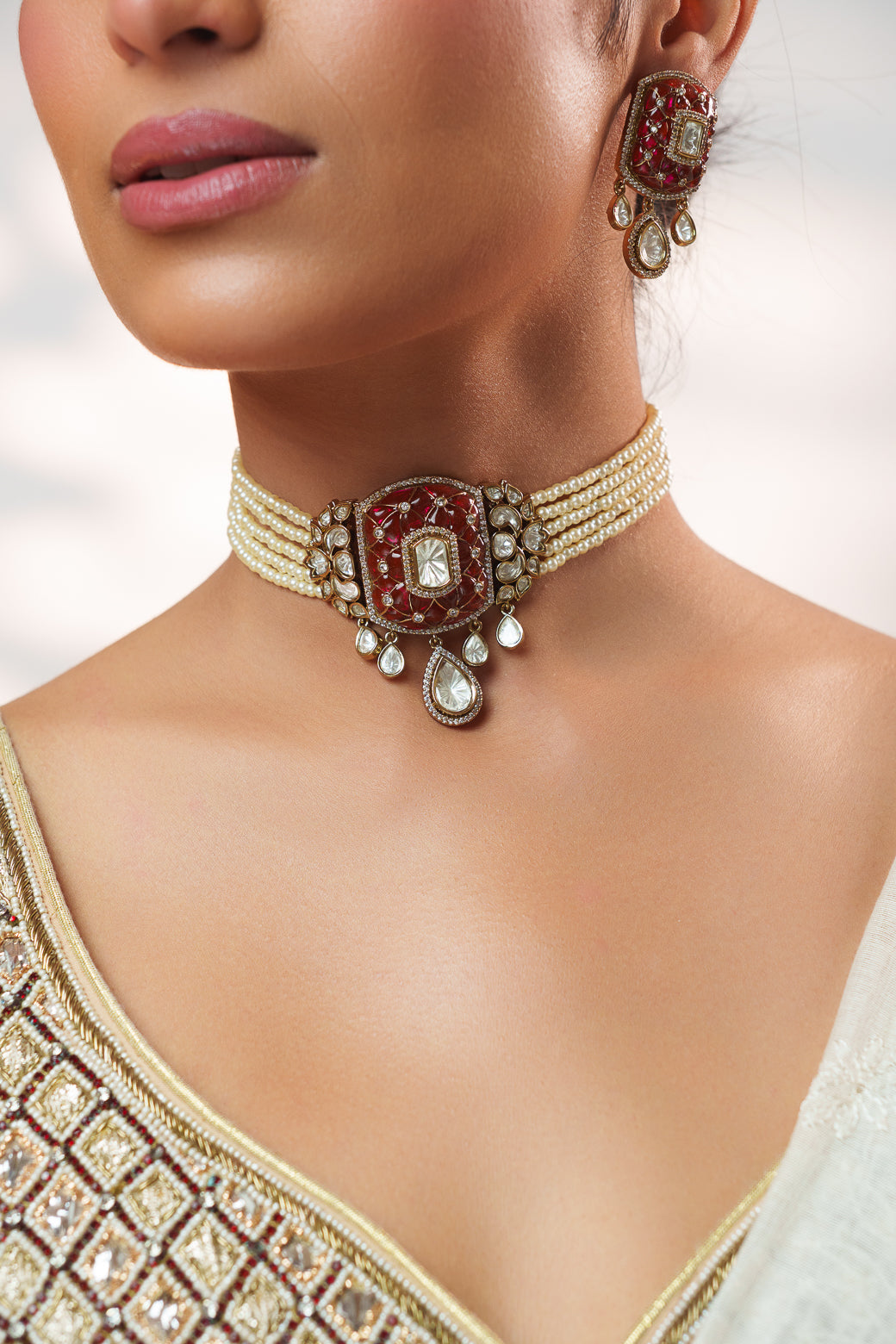 Kayra Pink Polki Choker