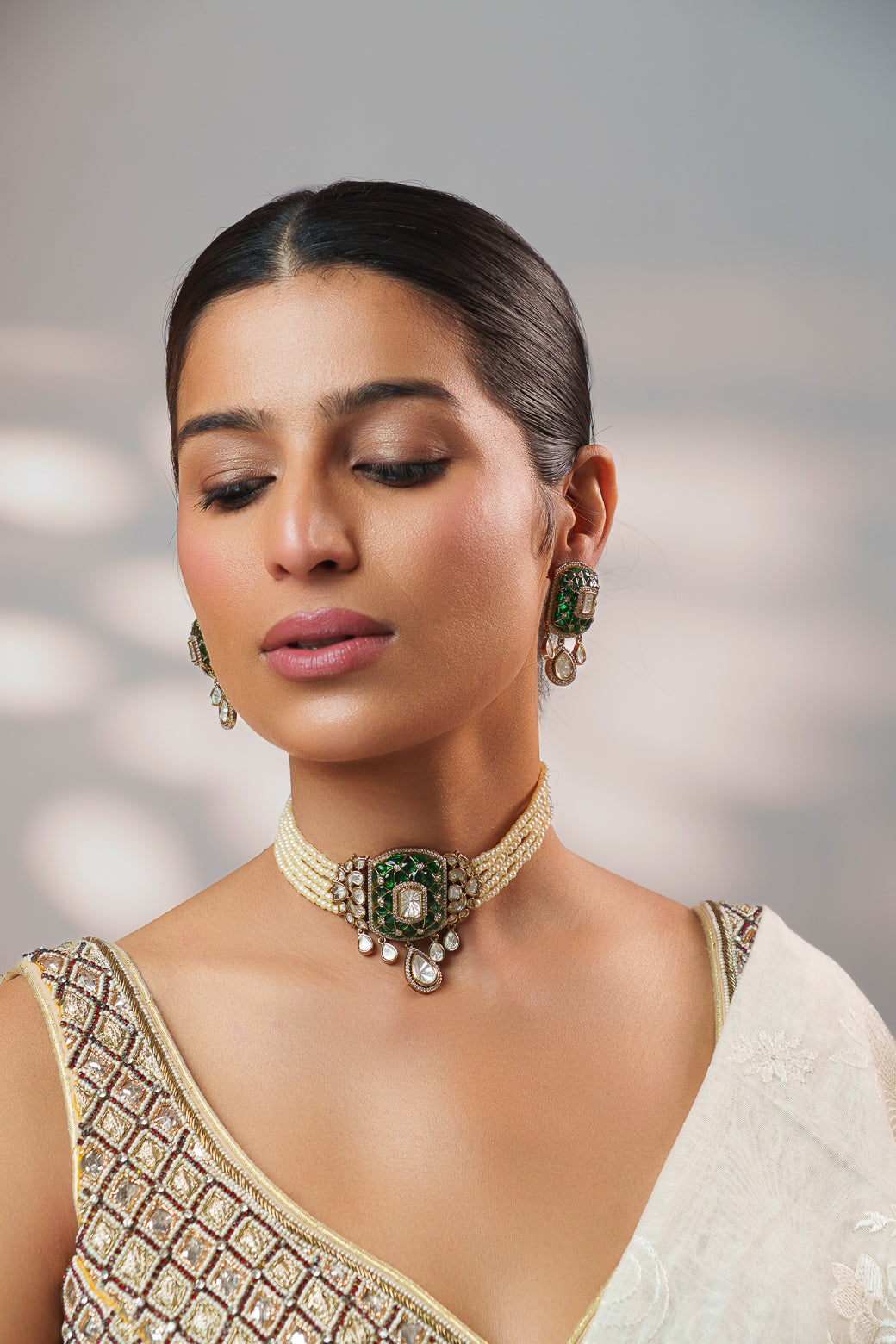 Kayra Green Polki Choker