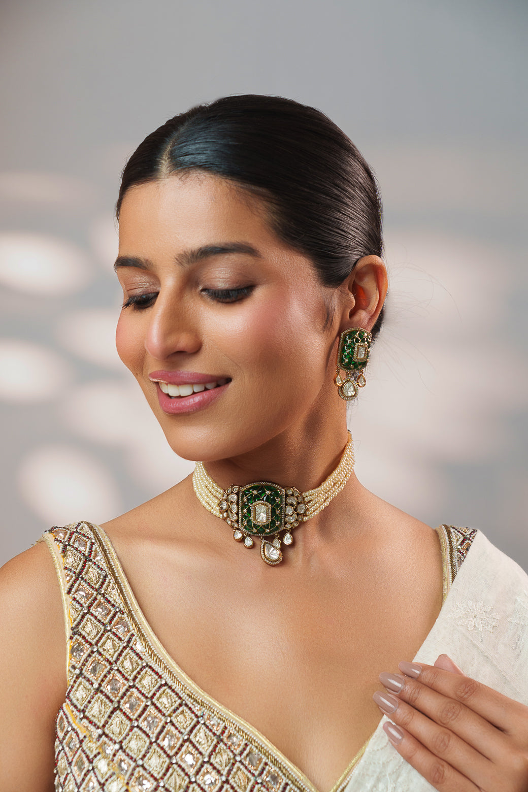 Kayra Green Polki Choker