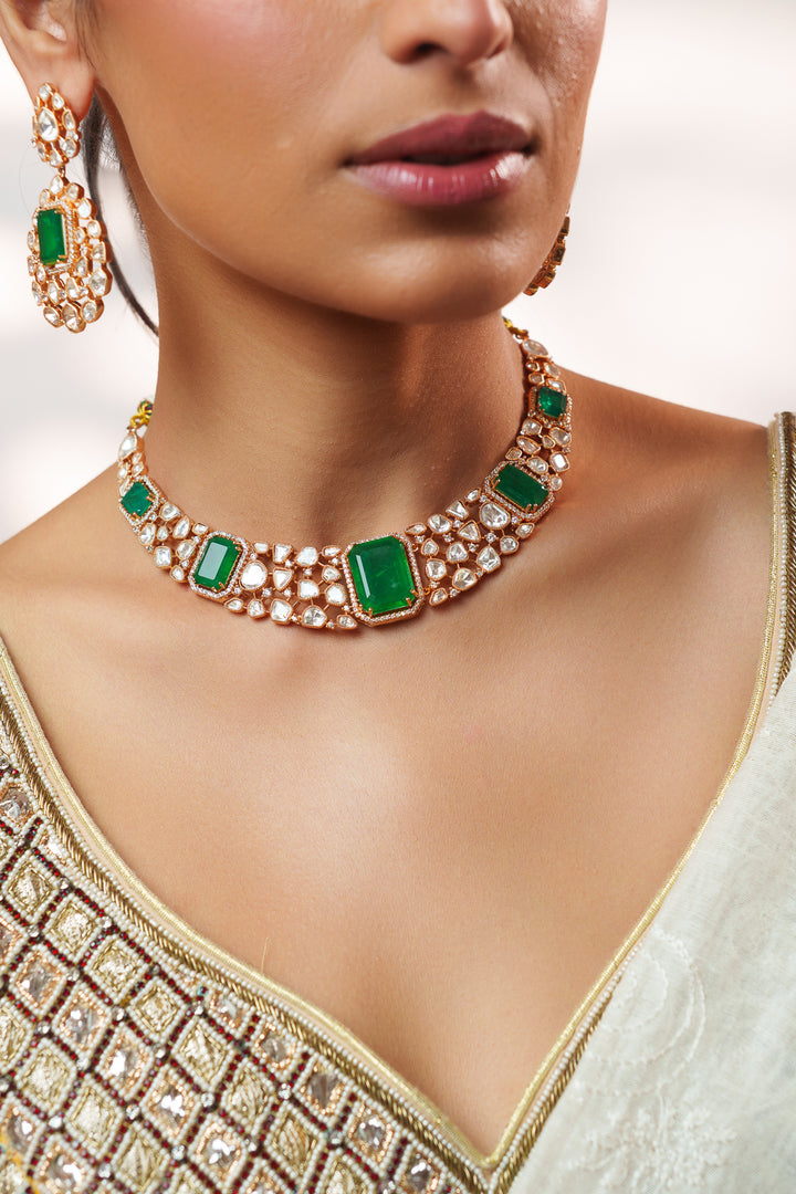 Samika Green Kundan Necklace Set