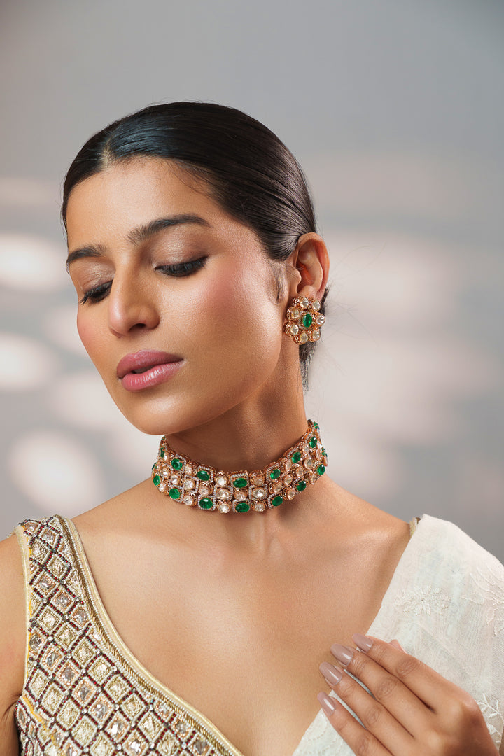 Chakshu Green Kundan Choker