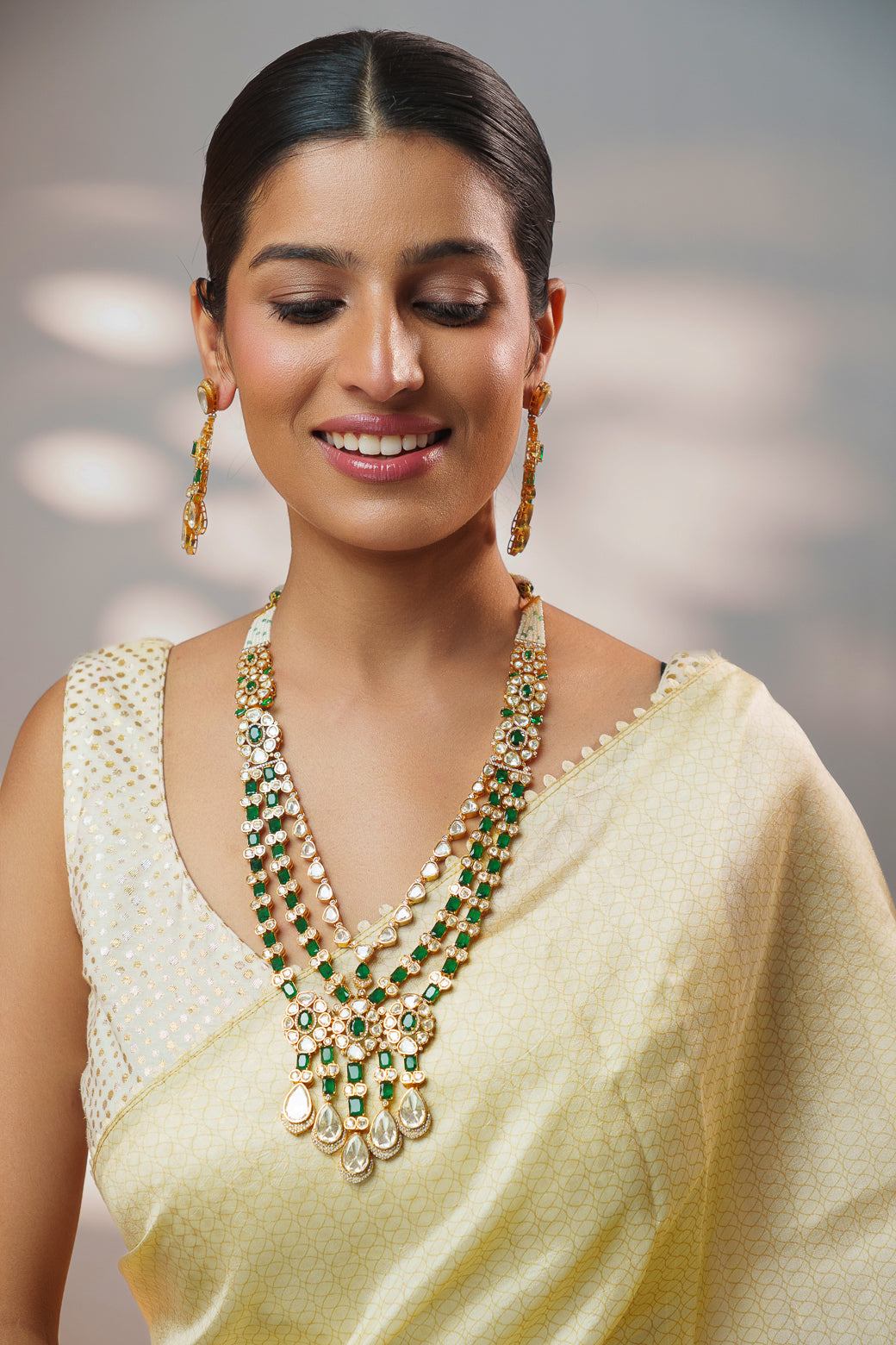 Zaheen Green Moissanite Long Set