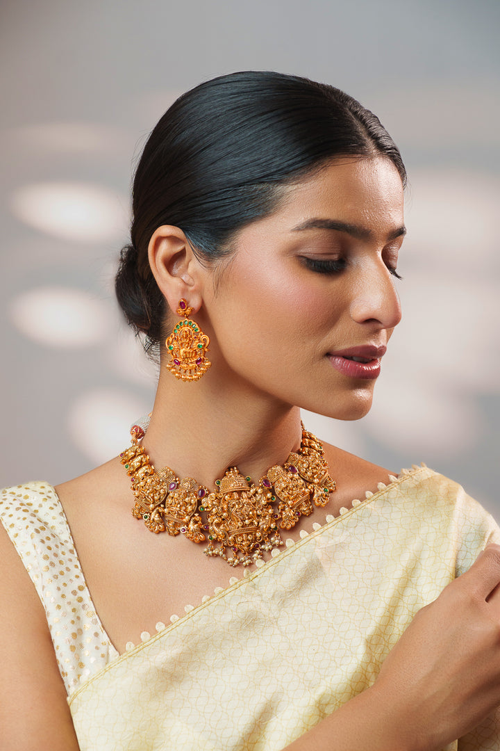 Shivaka Temple Kundan Necklace Set
