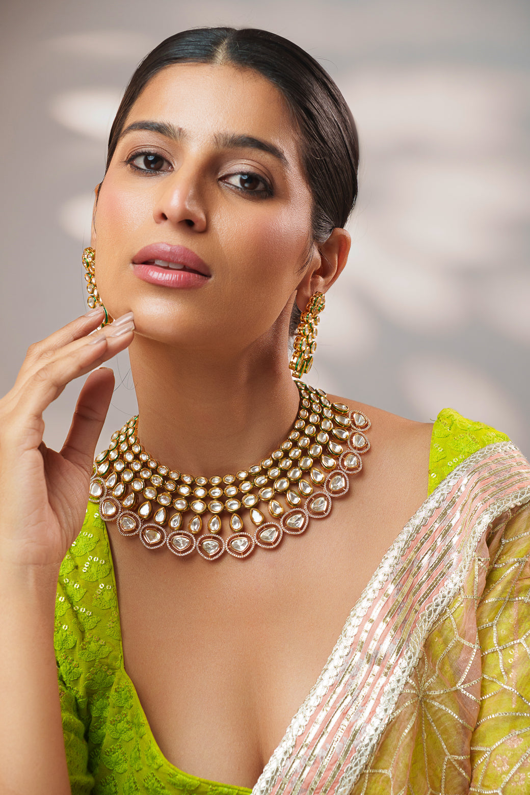 Adhira Kundan Polki Necklace Set