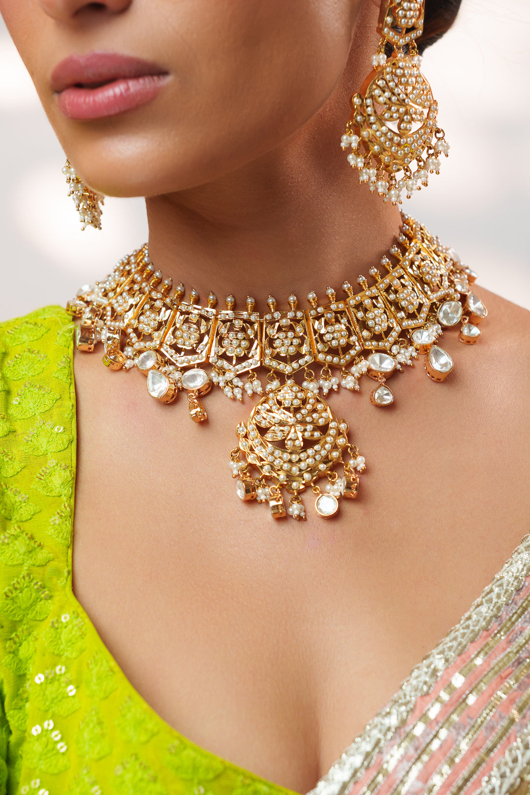 Zeya Polki Jadau Necklace Set