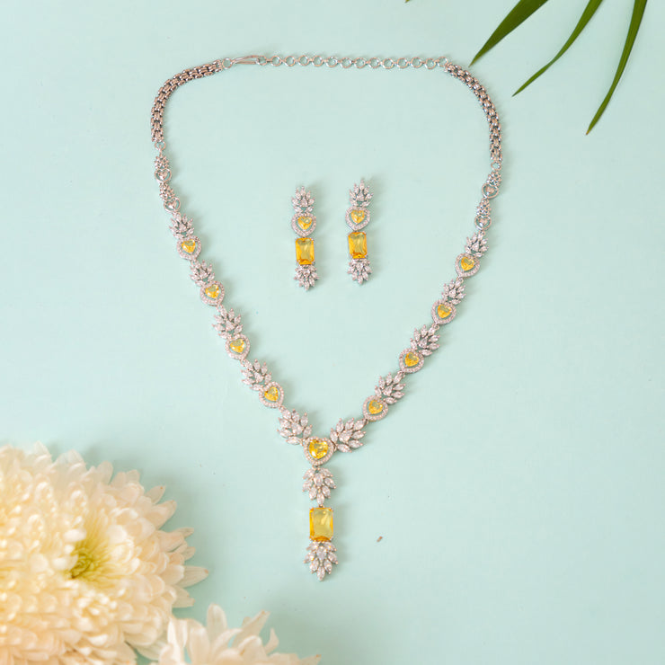 Jammy Topaz Diamond Necklace Set zevarbygeeta