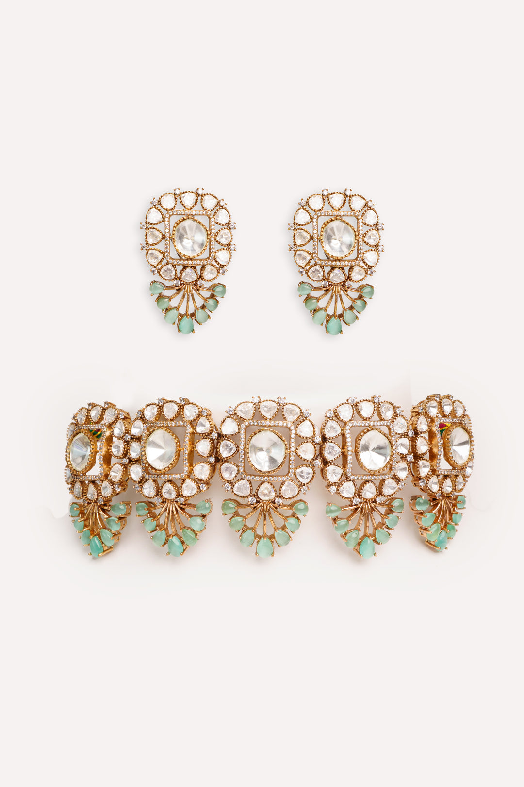 Anura Mint Green Polki Choker