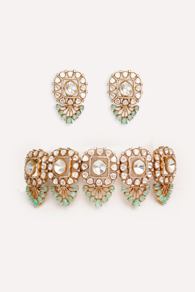 Anura Mint Green Kundan Choker Set