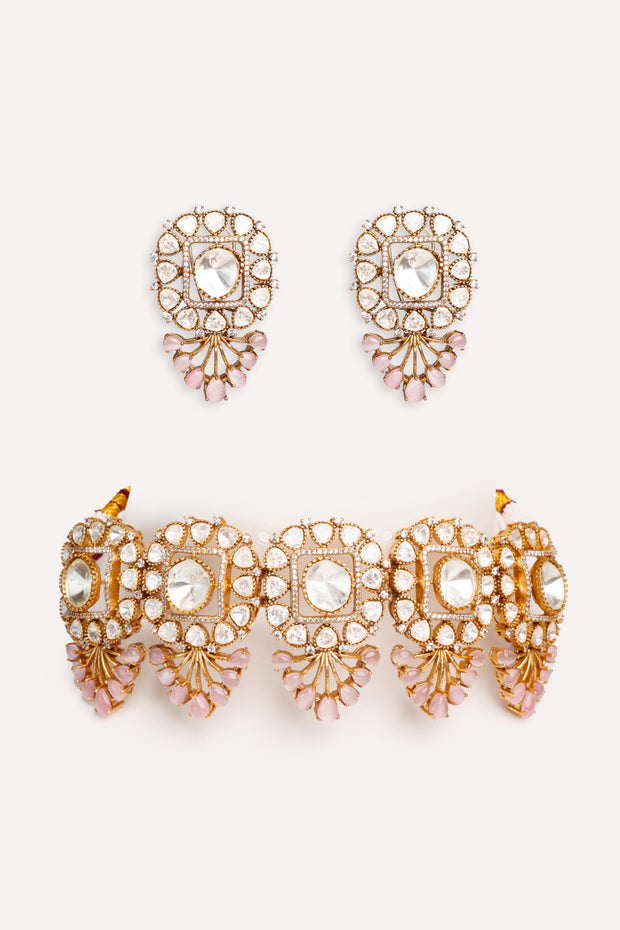 Anura Pink Kundan Choker Set
