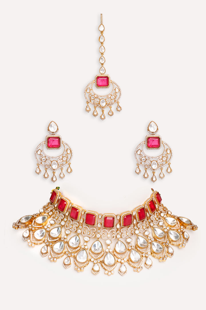 Zubaida Red Polki Bridal Set