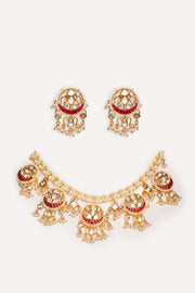 Tanirika Red Kundan Necklace Set