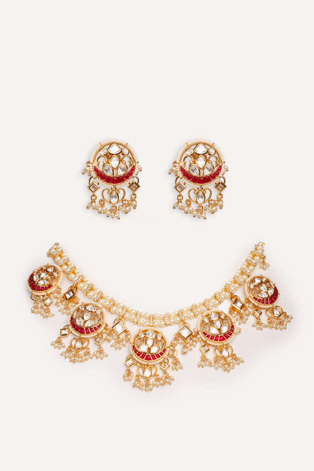 Tanirika Red Kundan Necklace Set