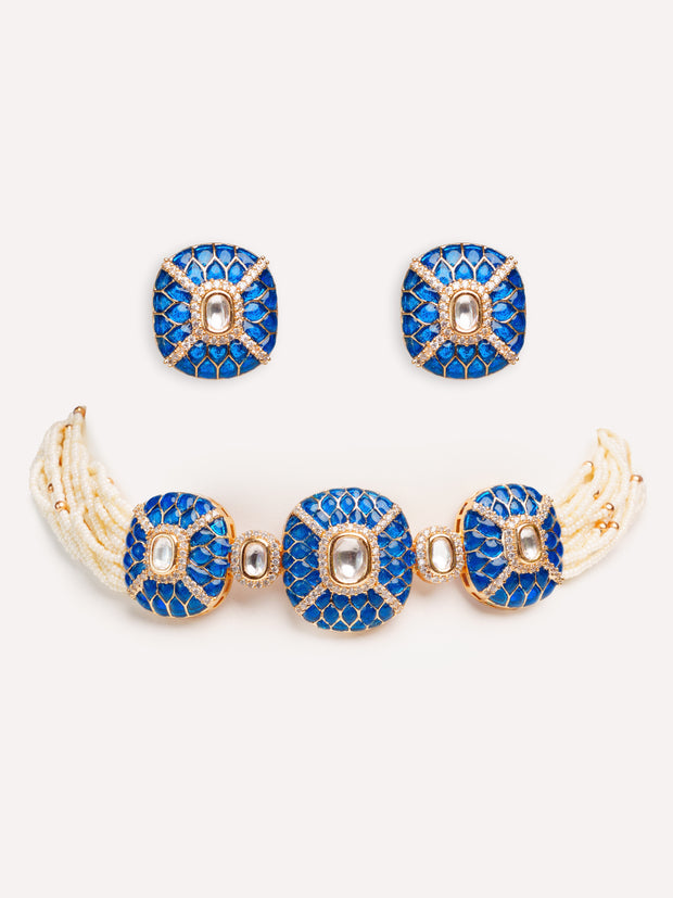 Laya Blue Kundan Choker Set