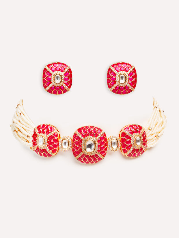 Laya Pink Kundan Choker Set