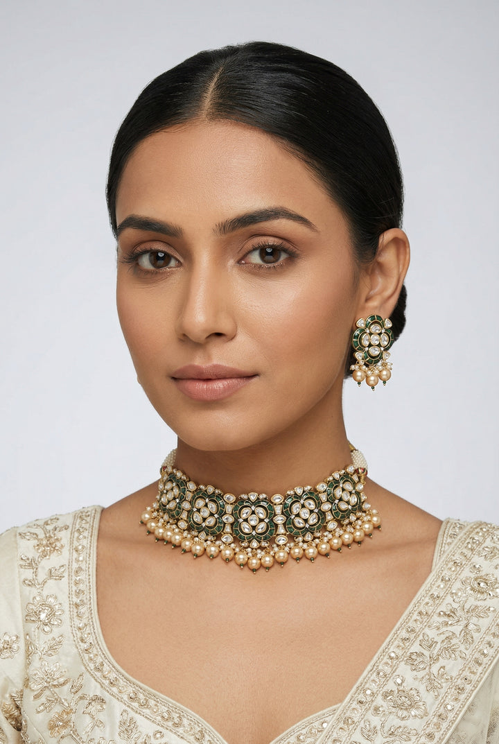 Rishika Green Kundan Choker
