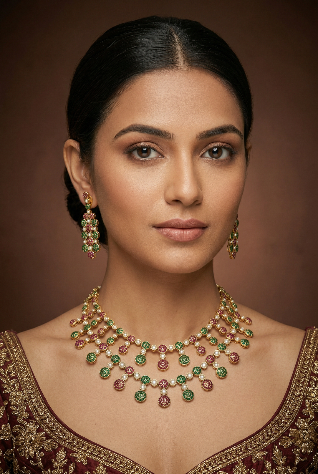 Mihira Multicolor Jadau Long Set