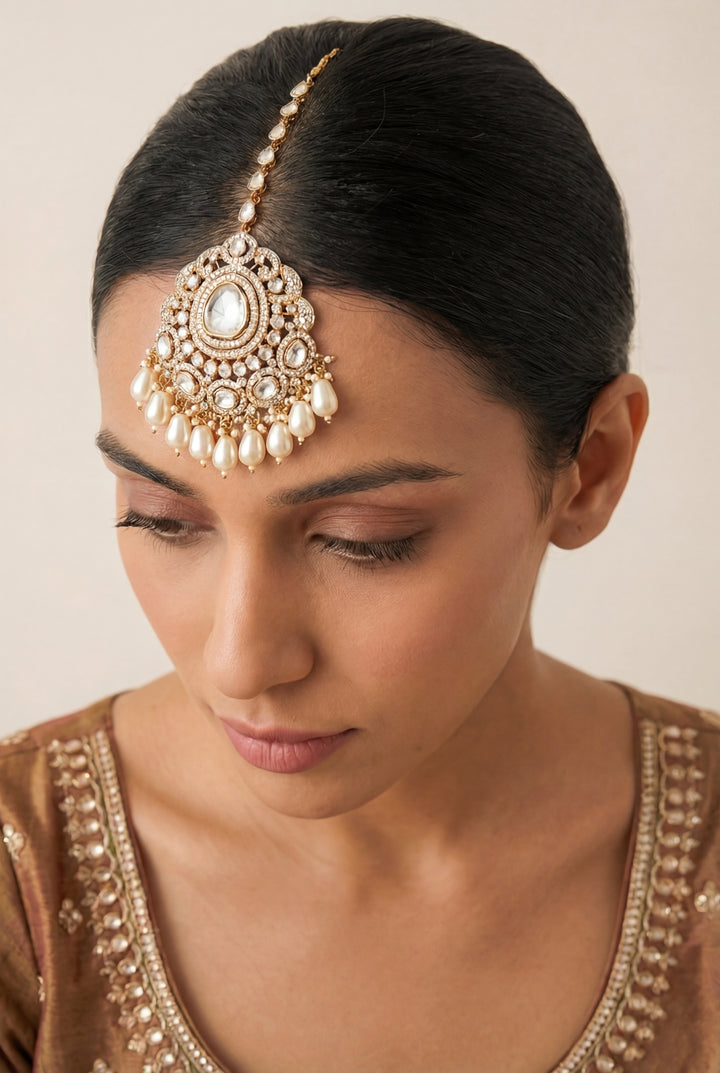 Sandra White Polki Maangtikka