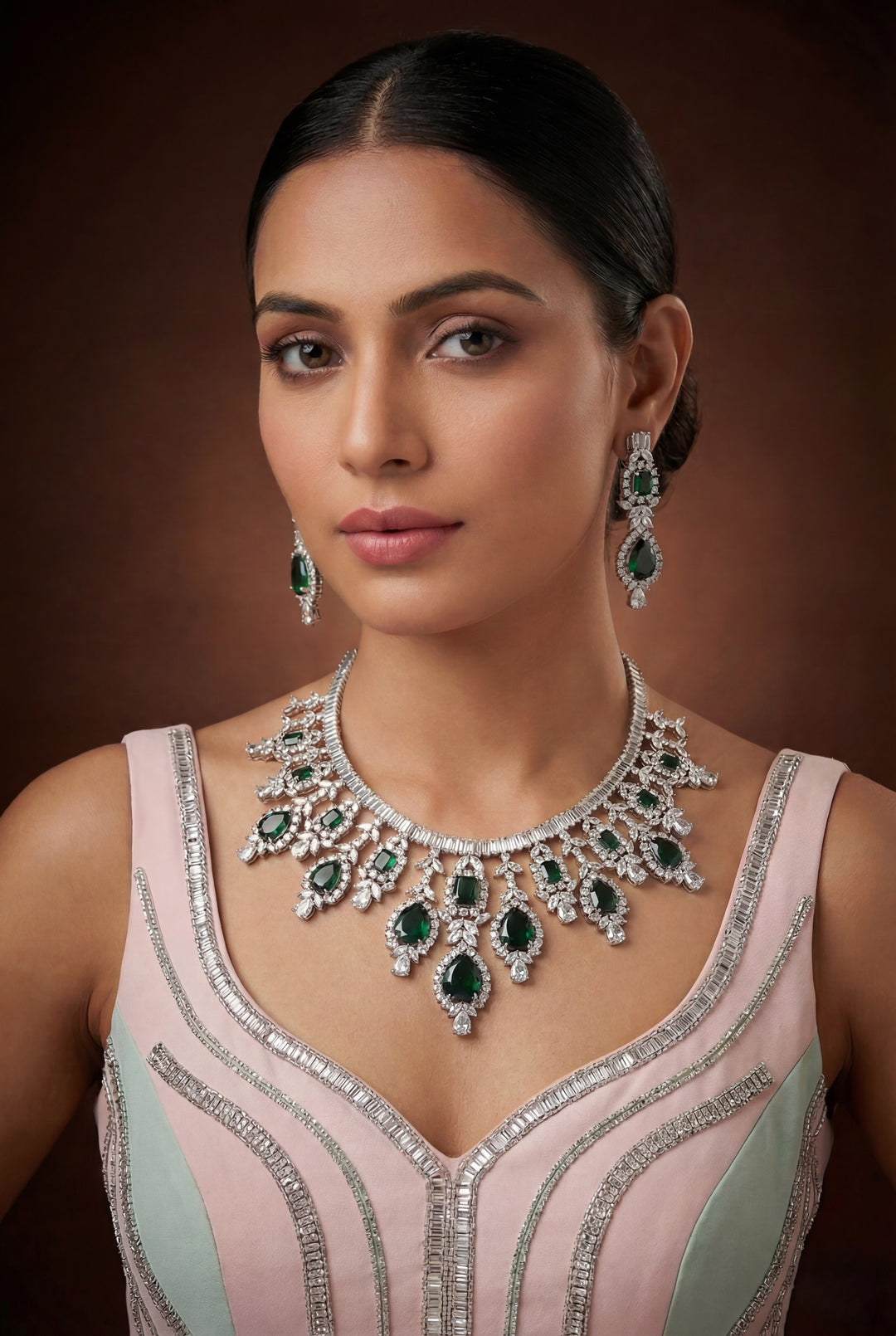 Kesh Emerald Necklace Set - Zevar by Geeta