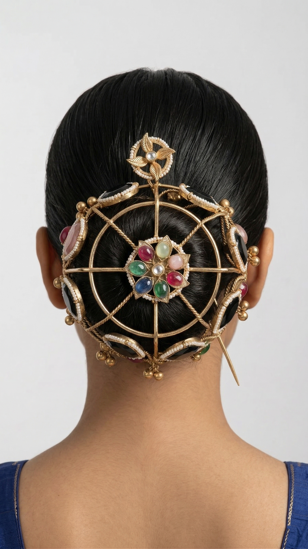 Krishna Kundan Hair Bun Cage