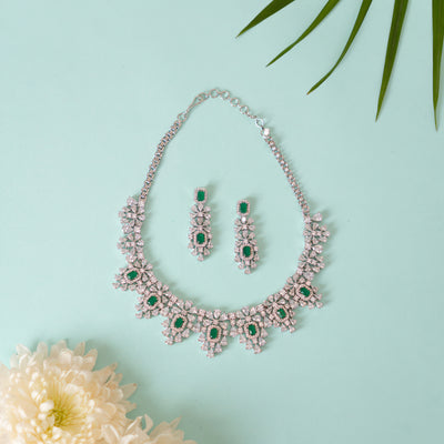 Jenny Emerald Diamond Necklace Set zevarbygeeta