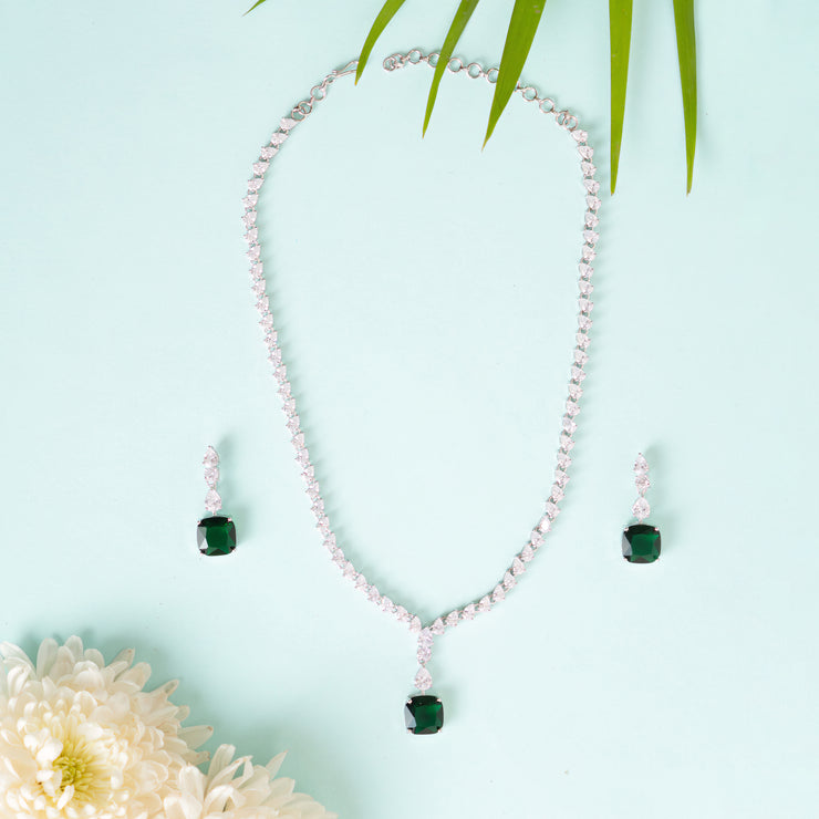 Jamni Emerald Diamond Necklace Set zevarbygeeta