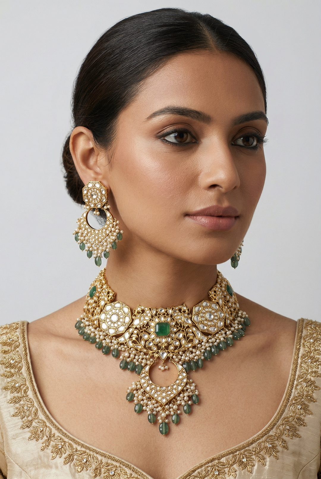 Navika Green Kundan Bridal Set
