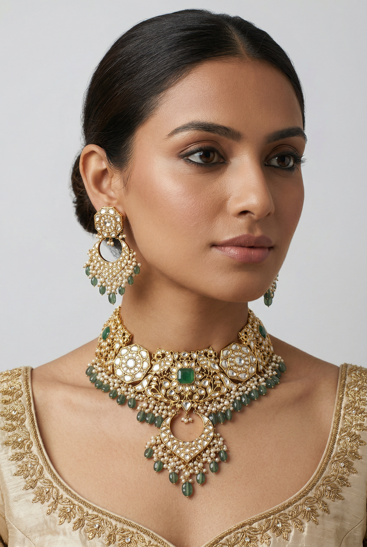 Navika Green Kundan Bridal Set