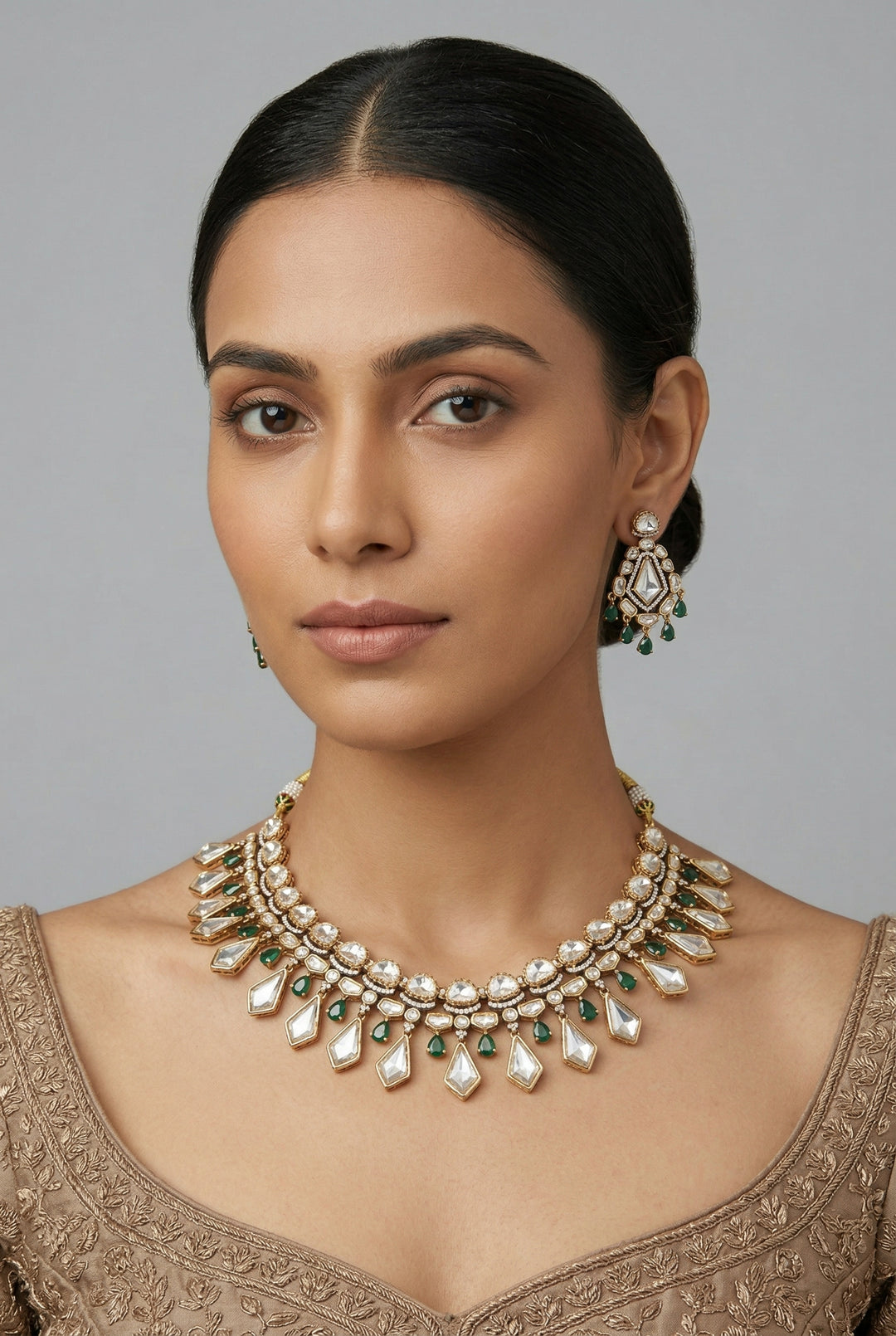 Azira Green Moissanite Necklace Set