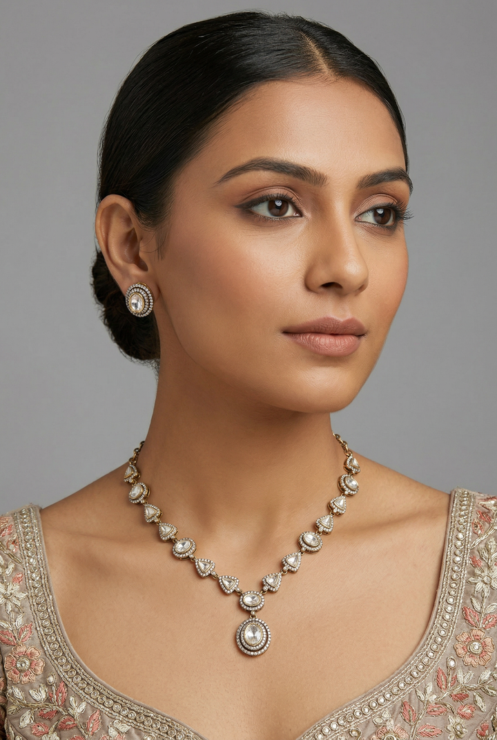 Srishti Two Tone Polki Necklace Set