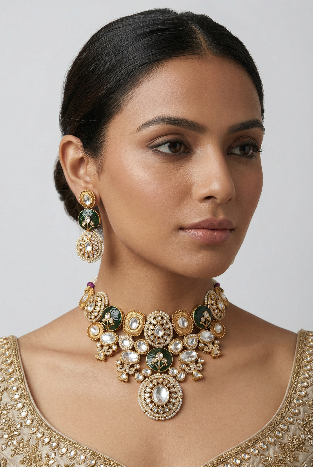 Ishveta Green Kundan Bridal Set