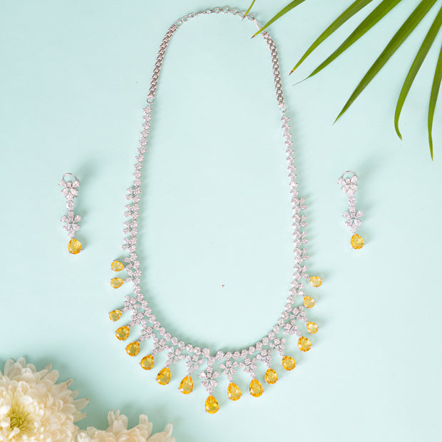 Jelsa Topaz Diamond Necklace Set zevarbygeeta
