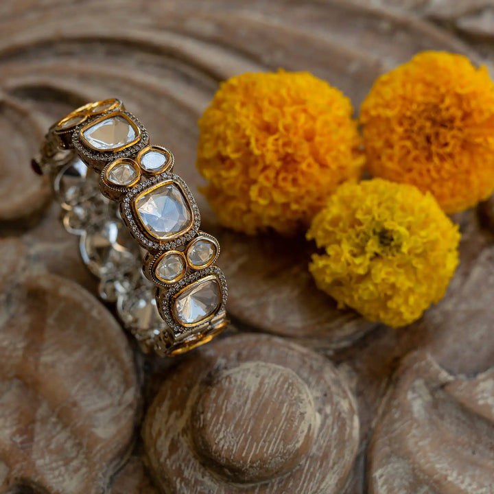 Anshita Two Tone Finish Polki Kadas - Zevar by Geeta