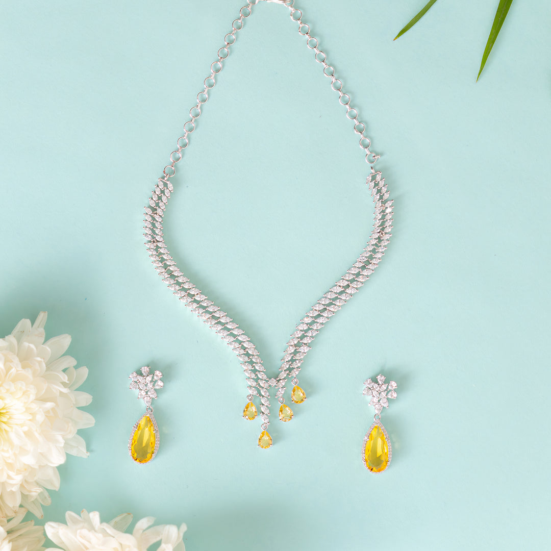 Jeshna Topaz Diamond Necklace set zevarbygeeta