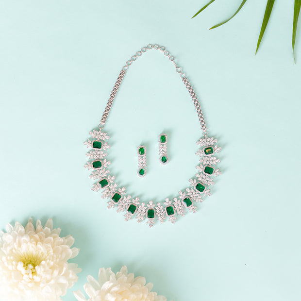 Jessica Emerald Diamond Necklace Set zevarbygeeta