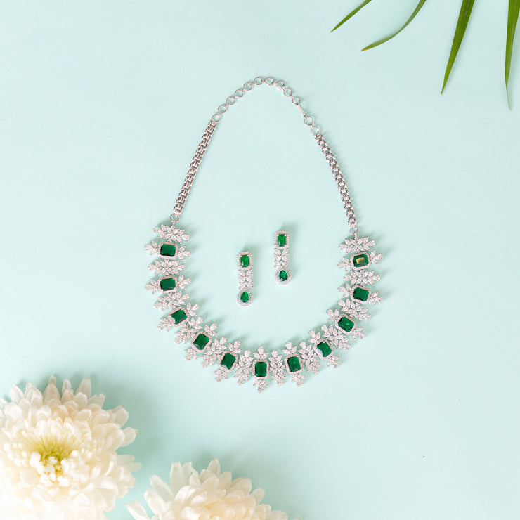 Jessica Emerald Diamond Necklace Set zevarbygeeta