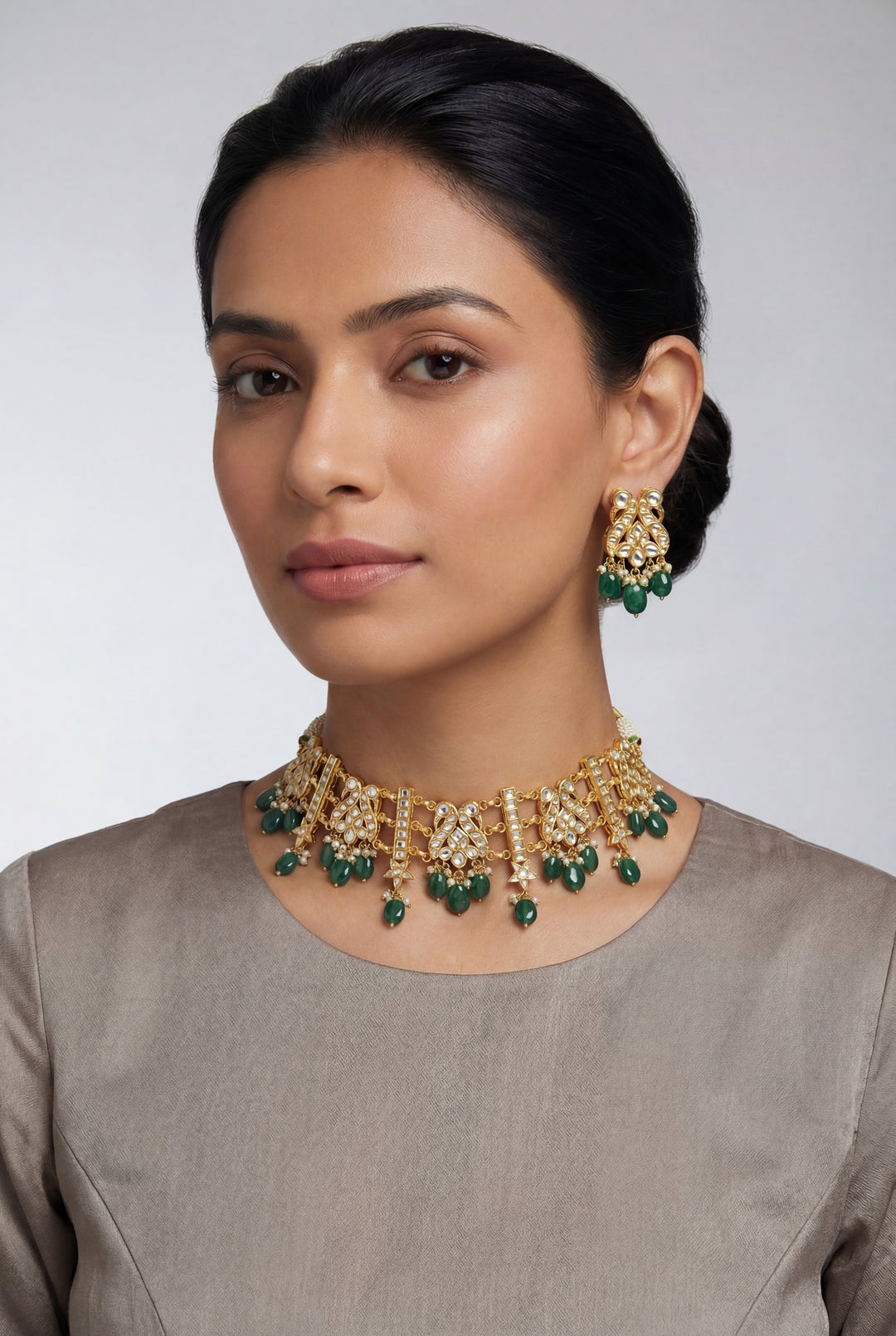 Nishya Green Kundan Choker