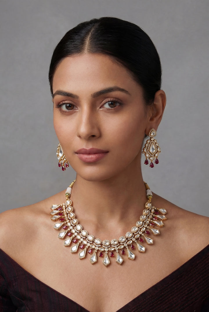 Azira Red Moissanite Necklace Set