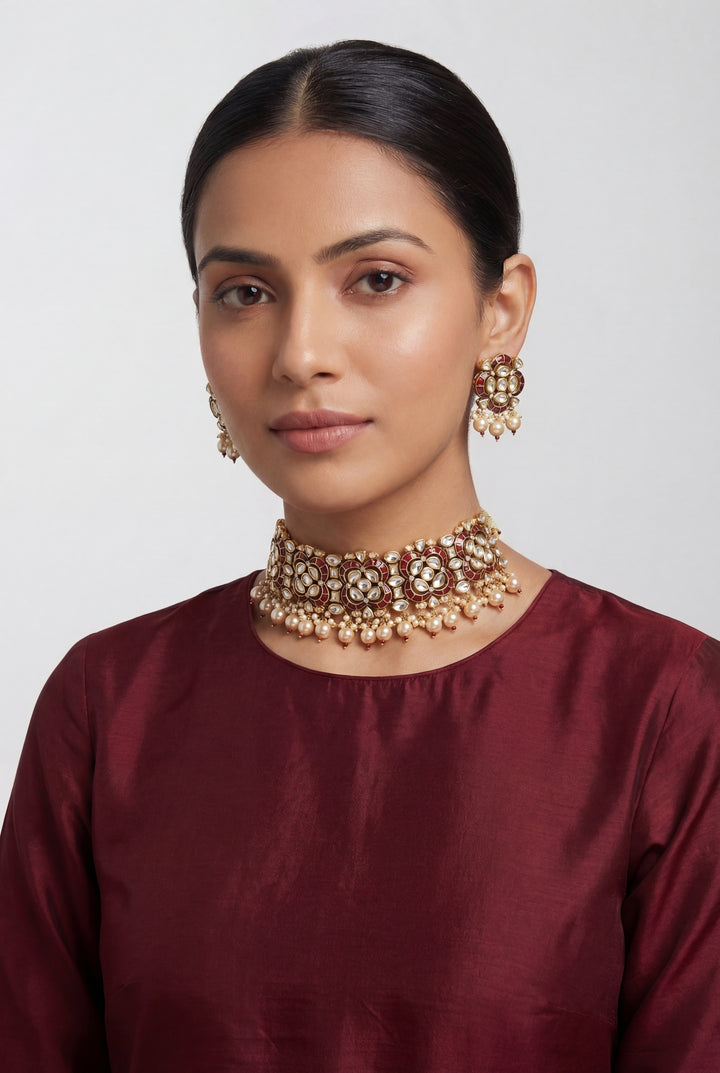 Rishika Pink Kundan Choker