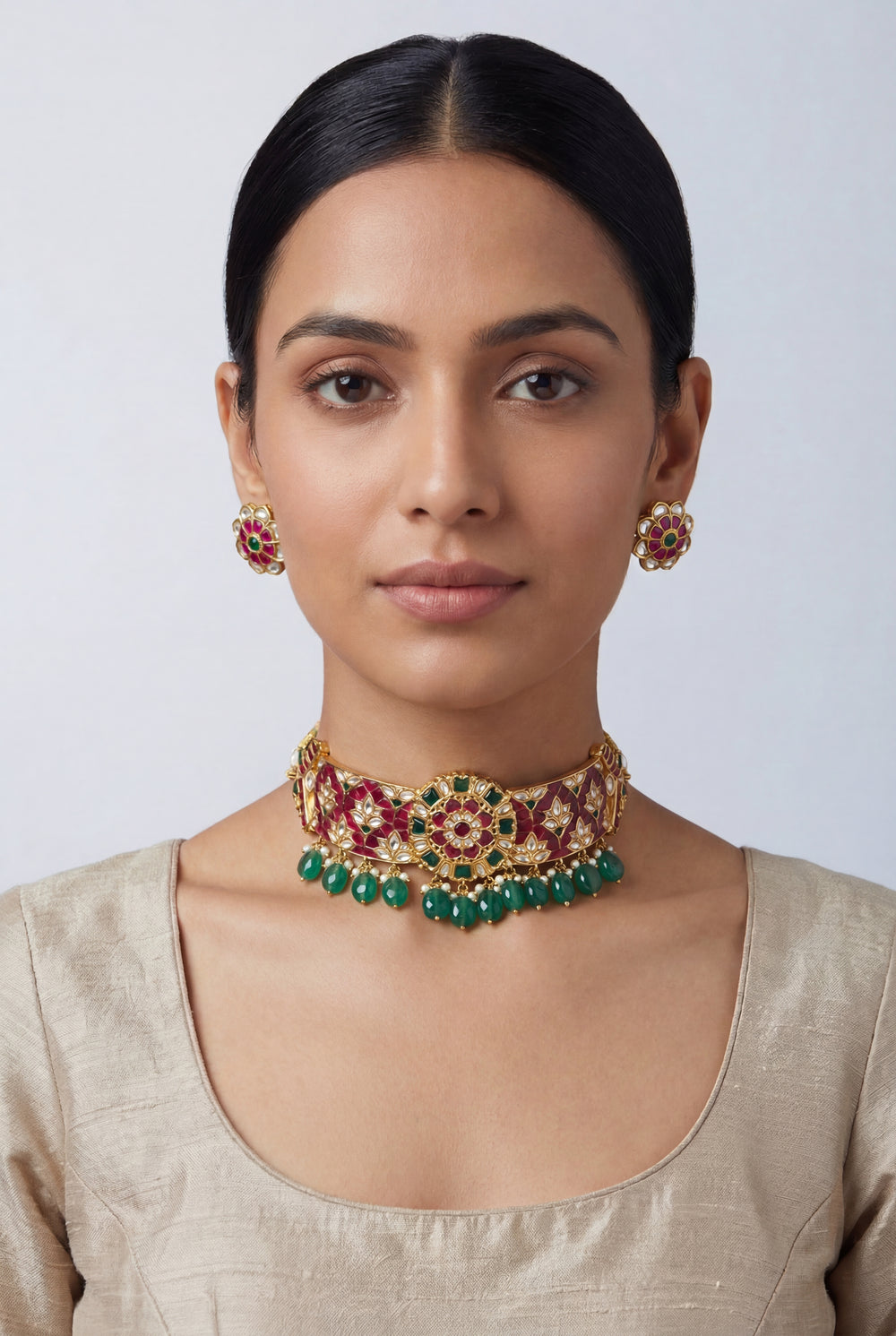 Aahiri Pink Meenakari Kundan Choker - alternate view