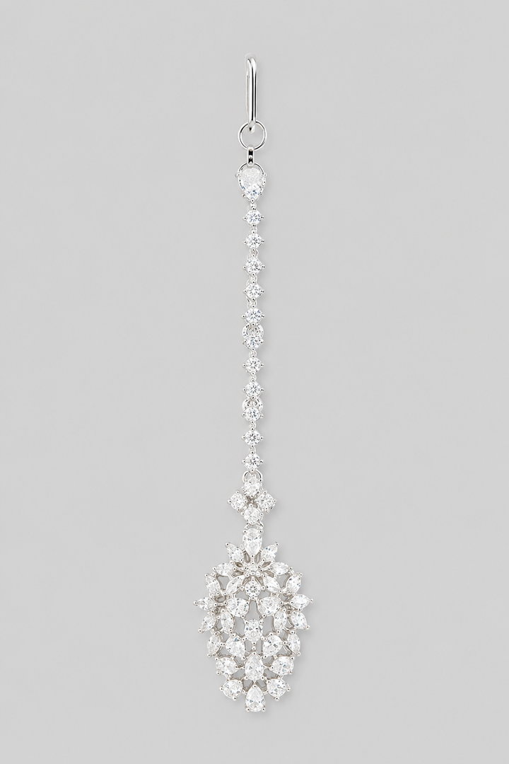 Surbhi White Finish Diamond Maangtika