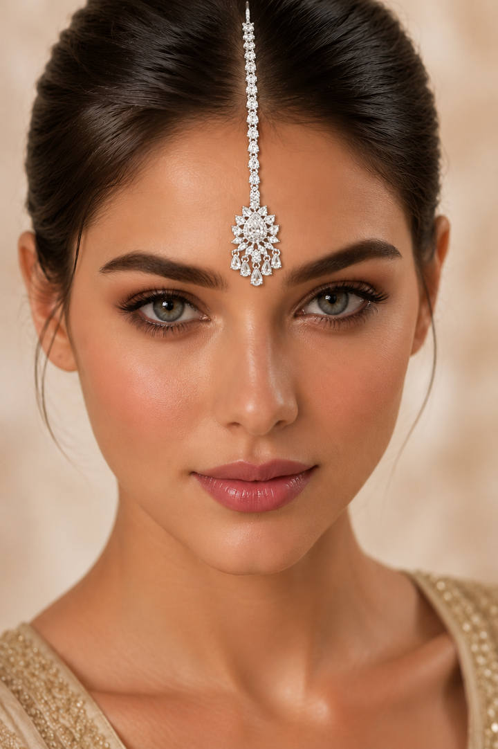 Shruti White Finish Diamond Maangtika